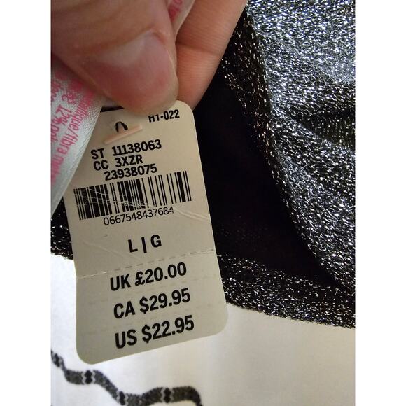 NWT Victoria's Secret PINK glittery sparkle striped unlined bandeau crop top L - Picture 10 of 10